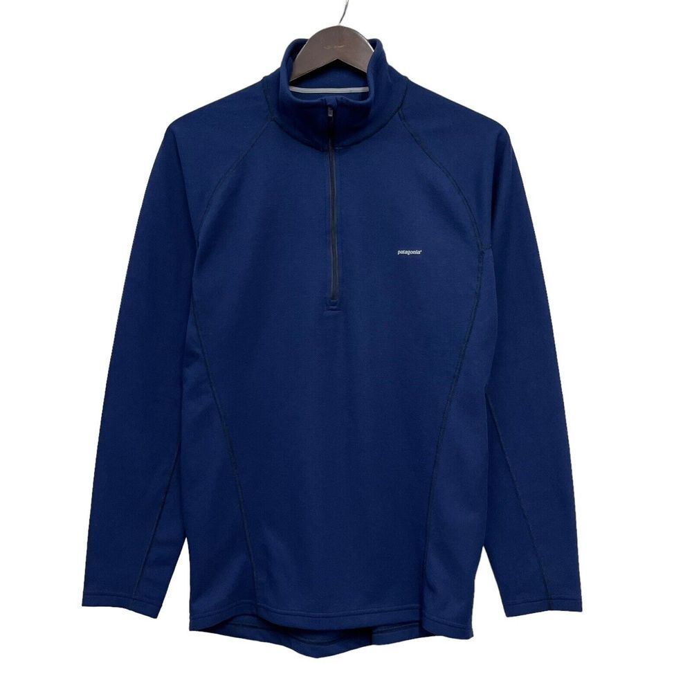 Patagonia Performance Base Layer Capilene 1/4 Zip Shirt Blue Polyester Mens Sz M